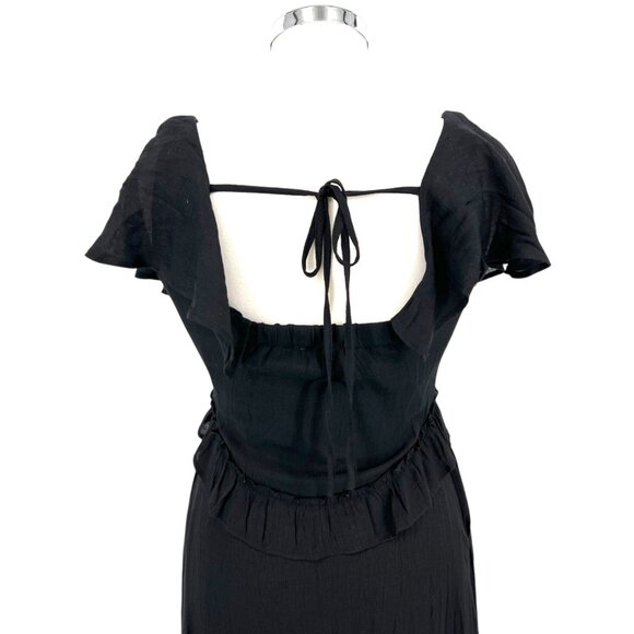 Bibi Black Ruffle Boho Western Maxi Dress Flutter Sleeves Black Size Small - Picture 8 of 14
